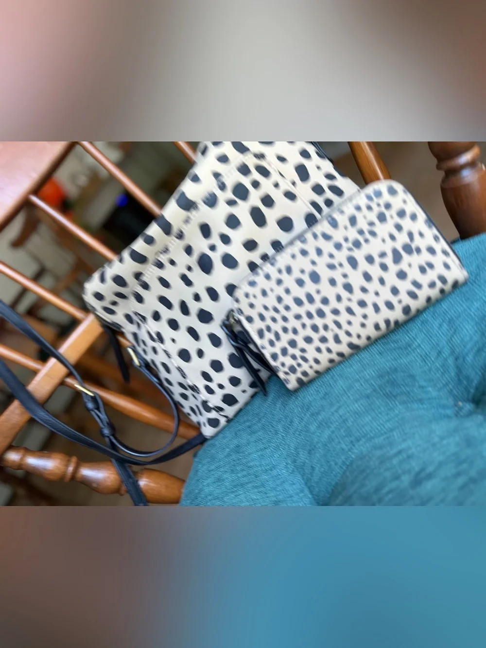 Universal Thread Faux Leather Animal Print Adjustable Crossbody Bag & Wallet